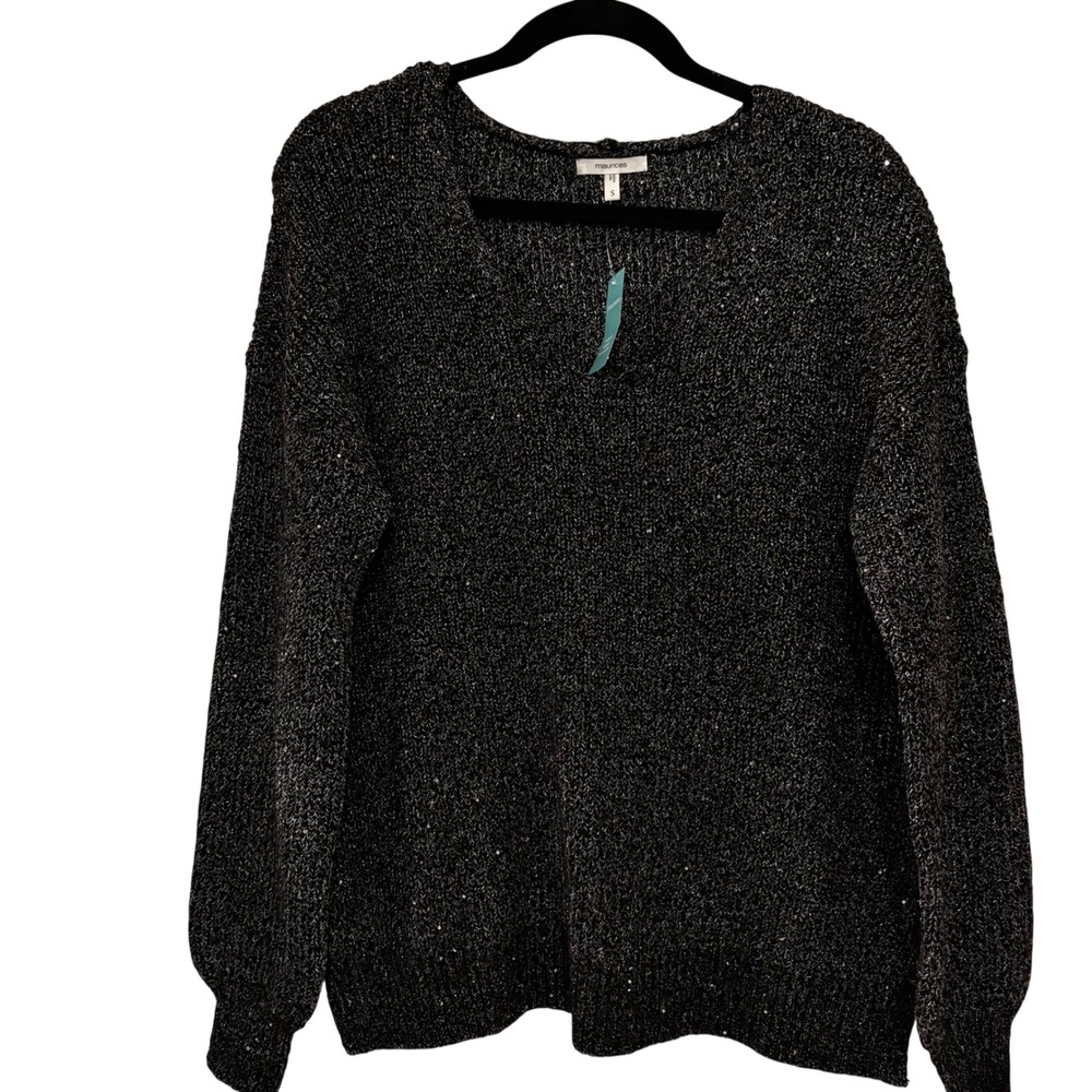 Maurices Women's Small NWT Black Metallic Shimmer Knit Sweater